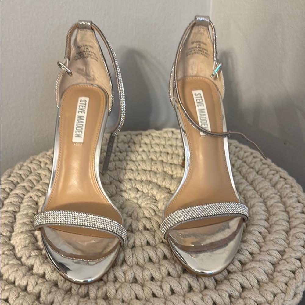 Steve Madden Silver Strappy Heels